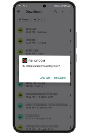 Pin Up tətbiqi quraşdırılır